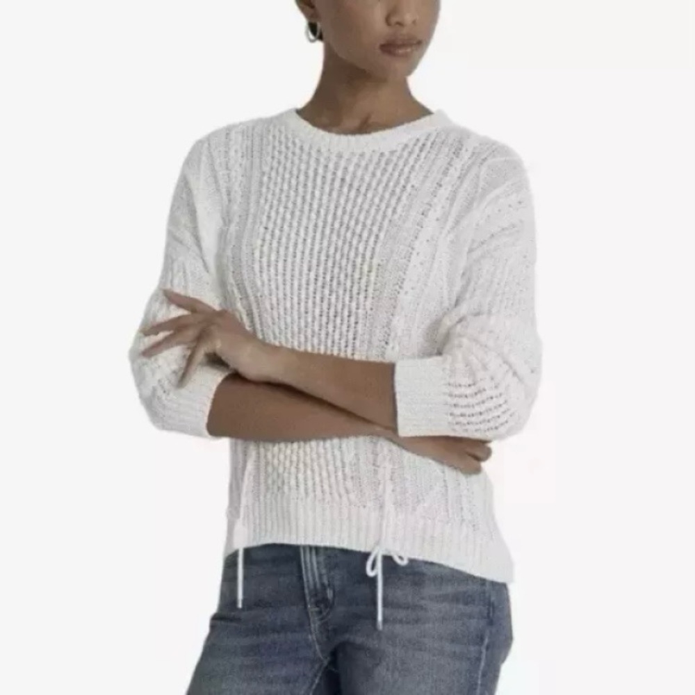 Lauren Ralph Lauren Women’s White Cotton Cable Knit Sweater Size S